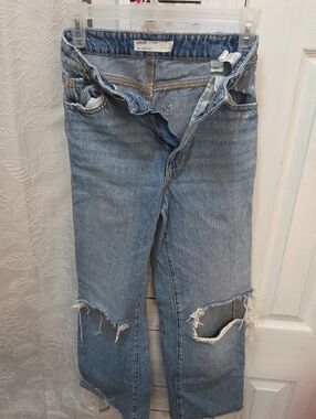 Garage Light Blue Distressed Wide Leg Jeans